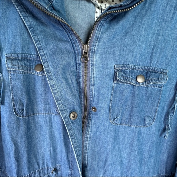 4/$20 Torrid 00 Chambray Hooded Utility Anorak Jacket Zip Front M L 10 - Picture 4 of 6